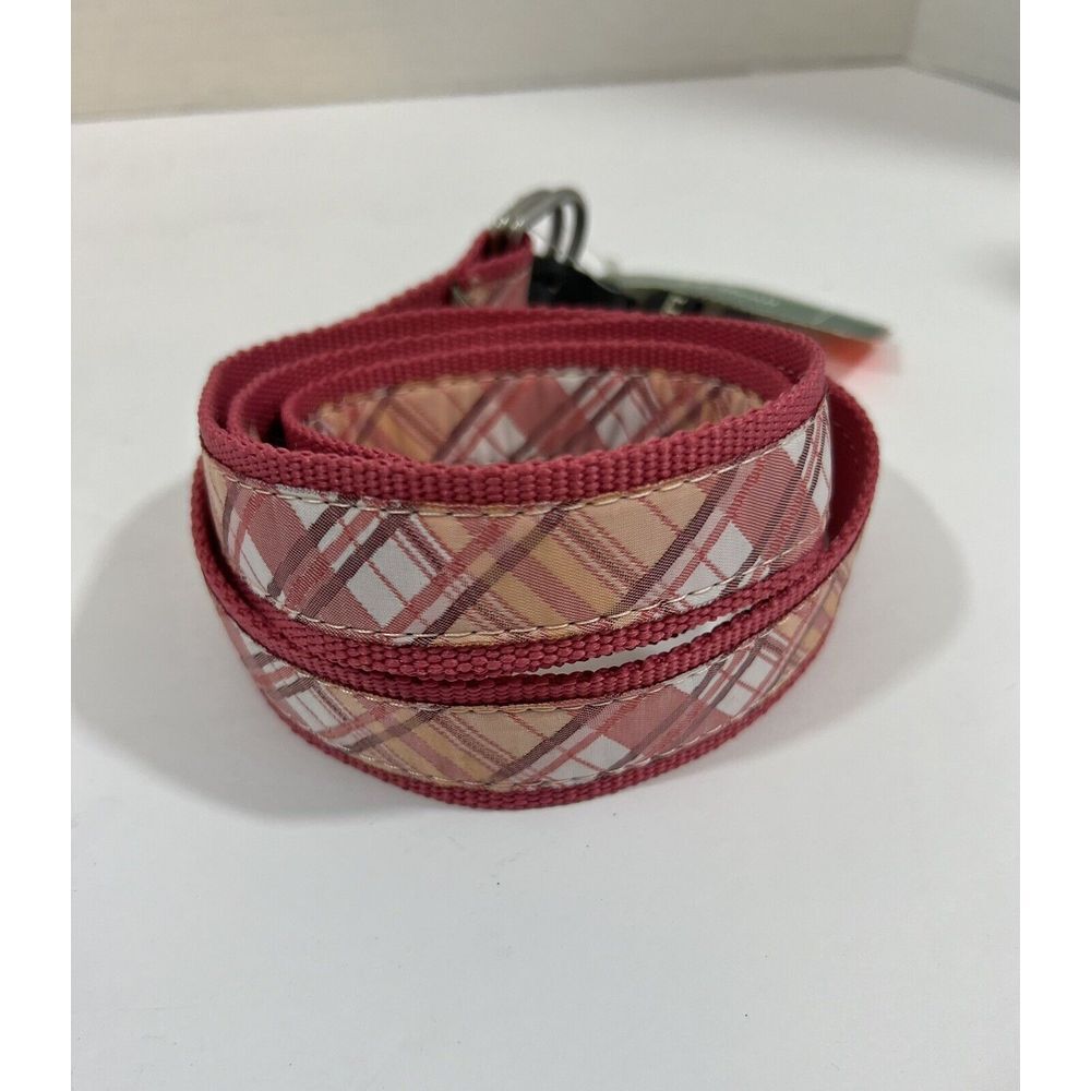 Vintage LL Bean Belt Pink Orange Plaid Preppy Womens Medium Med NWT